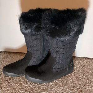 Coach Black Faux Fur Winter Boots